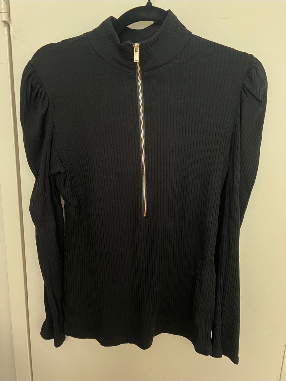 Generation Love Black Ribbed Half Zip Pullover